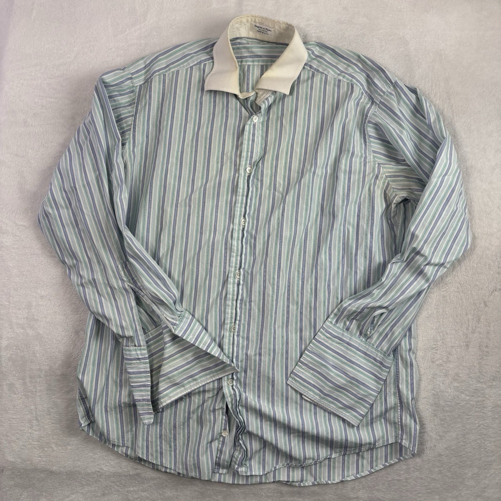Faconnable Striped Long Sleeve Button Up Collared Dress Shirt Men's Size 17L 6